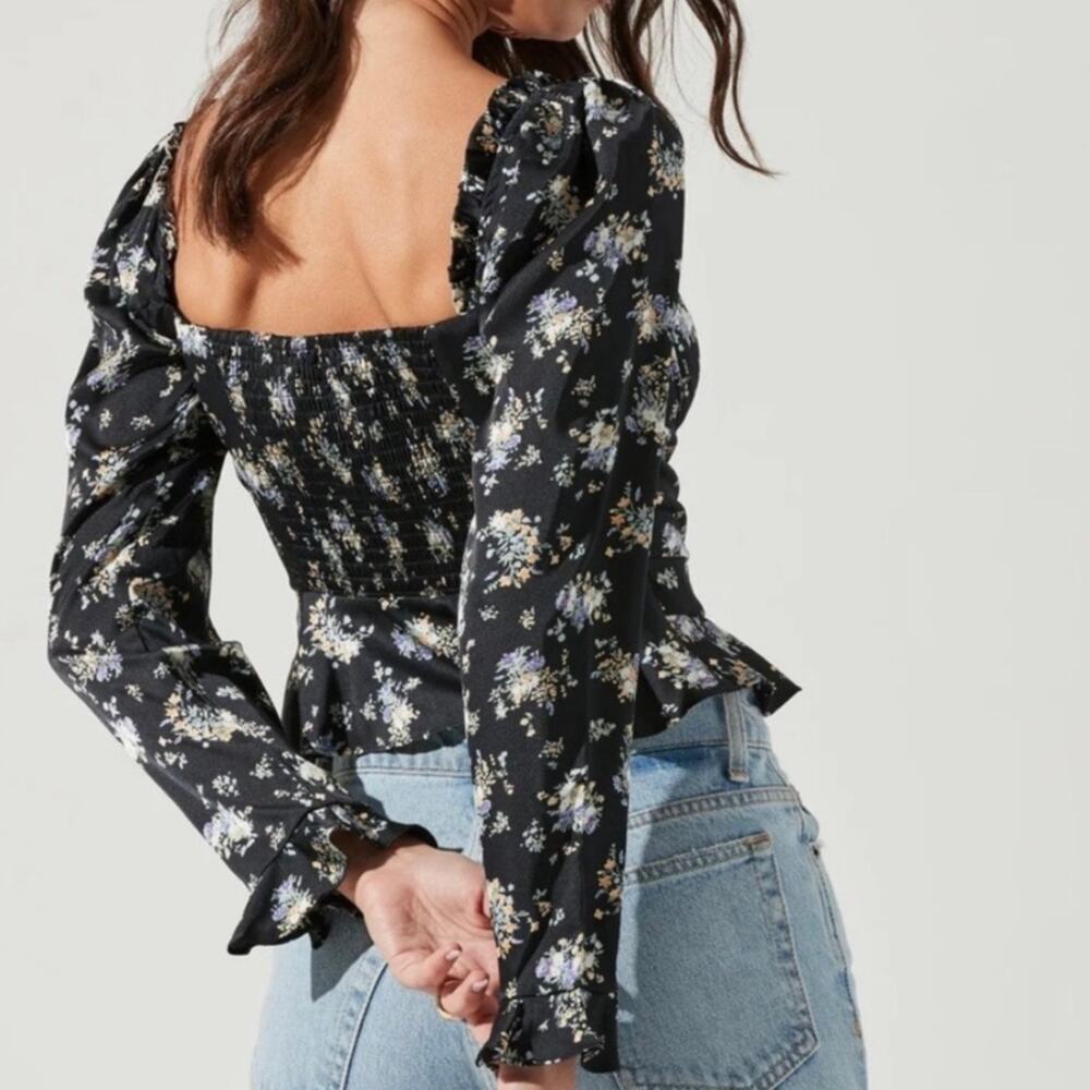 ASTR Floral Corset Peplum Top NWT Medium Cottagecore Bustier Blouse Wm's Medium - Picture 2 of 10